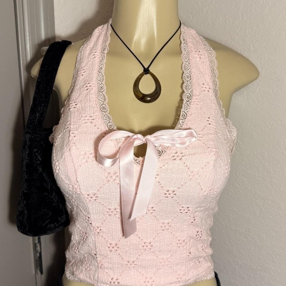Self Esteem Pink Halter With Bow